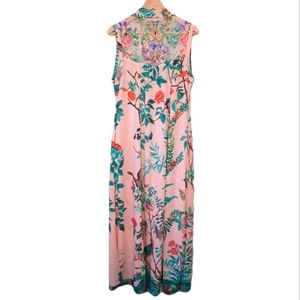 Soft Surroundings Embroidered Button Down Front Maxi Dress